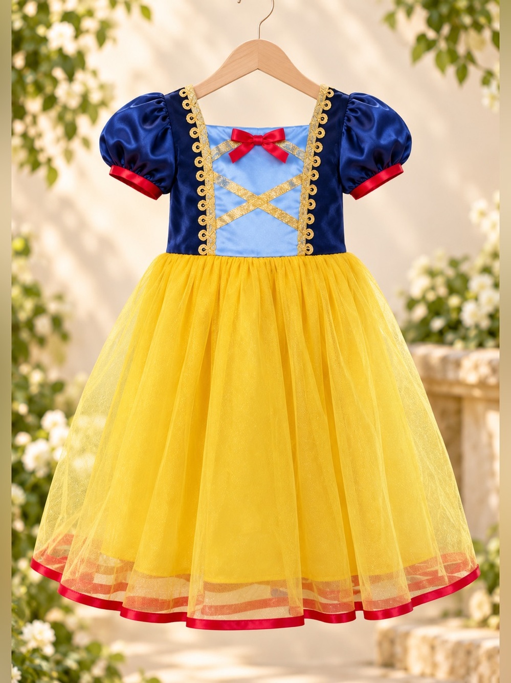 Girls Snow White Inspired Princess Dress Costume Blue Yellow Size Untagged